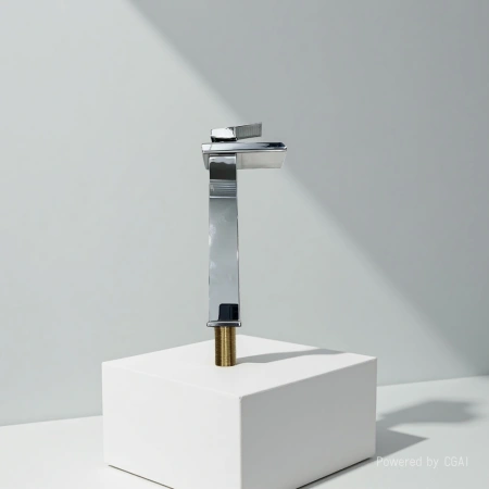 Bright chrome square raised washbasin faucet, hot and cold washbasin faucet Bright chrome square raised washbasin faucet, hot and cold washbasin faucet